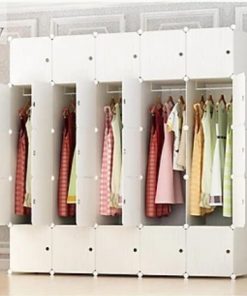 Tủ nhựa lắp ghép vân gỗ cao cấp Euro Quality 16 ô có kệ để giày(Trắng)