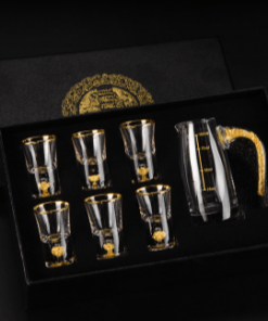 Bộ ly rượu JEWELRY & JADE Golden tuyệt tác Pha Lê 24K