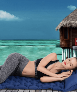 Giường ngủ bơm hơi xếp gọn 1 nút nhấn bỏ túi TPU ( xanh dương )